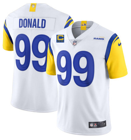 Men's Los Angeles Rams #99 Aaron Donald 2022 White With 4-star C Patch Vapor Untouchable Limited Stitched Jersey